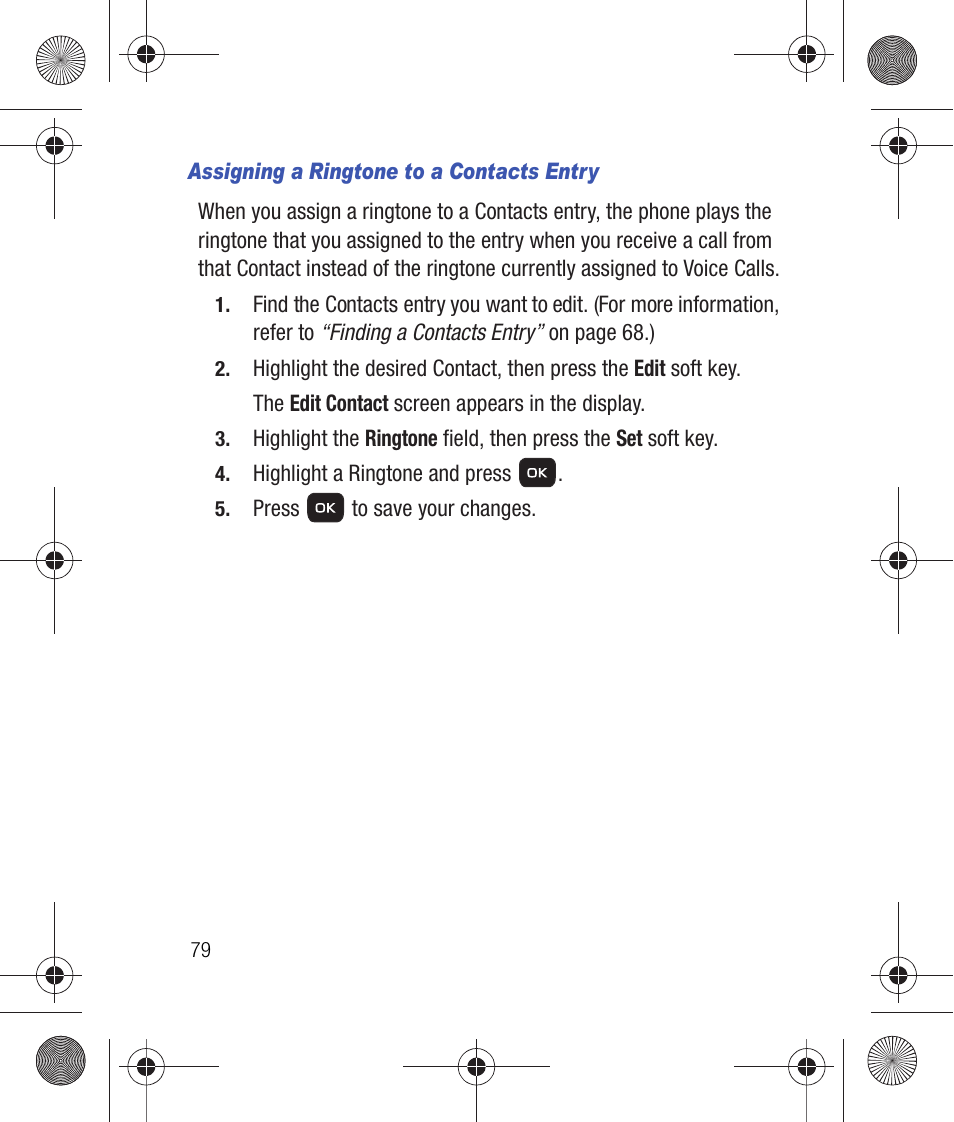 Assigning a ringtone to a contacts entry | Samsung SCH-R260DAAUSC User Manual | Page 84 / 271