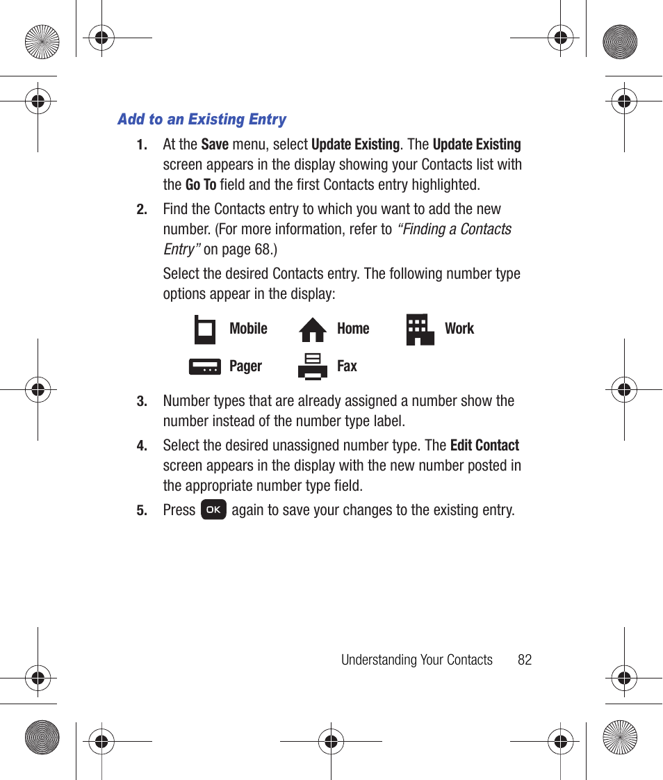 Add to an existing entry | Samsung SCH-R260DAAUSC User Manual | Page 87 / 271