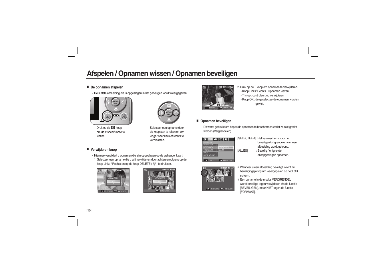 Afspelen / opnamen wissen / opnamen beveiligen | Samsung EC-L100ZSBA-US User Manual | Page 91 / 114