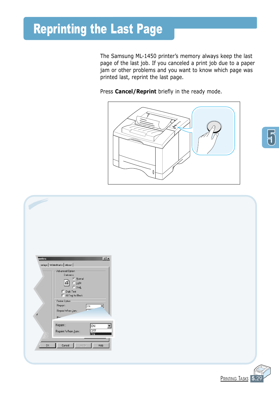 Reprinting the last page | Samsung ML-1450-XAX User Manual | Page 100 / 206