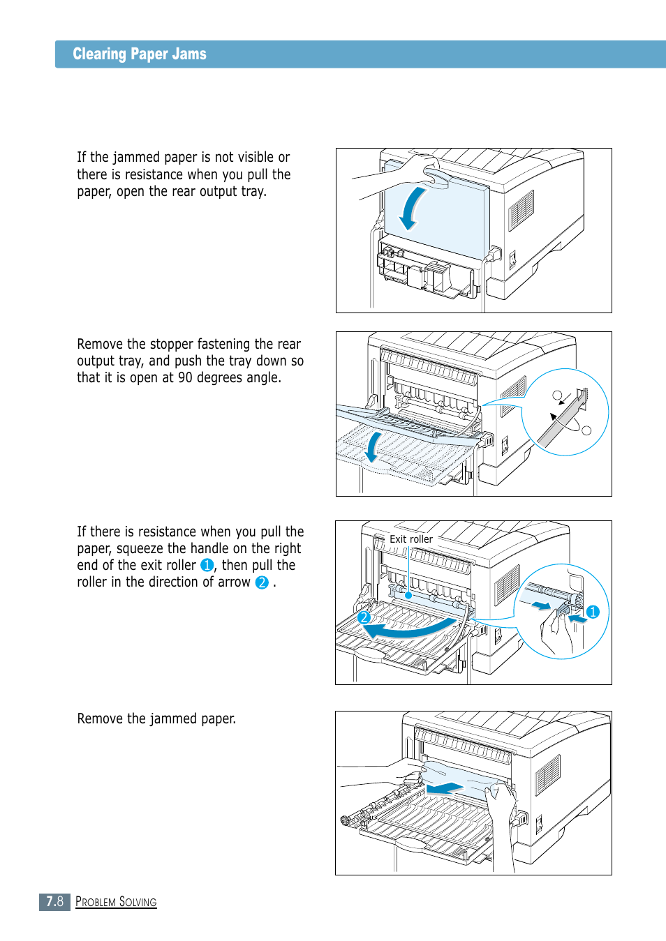 Clearing paper jams | Samsung ML-1450-XAX User Manual | Page 115 / 206