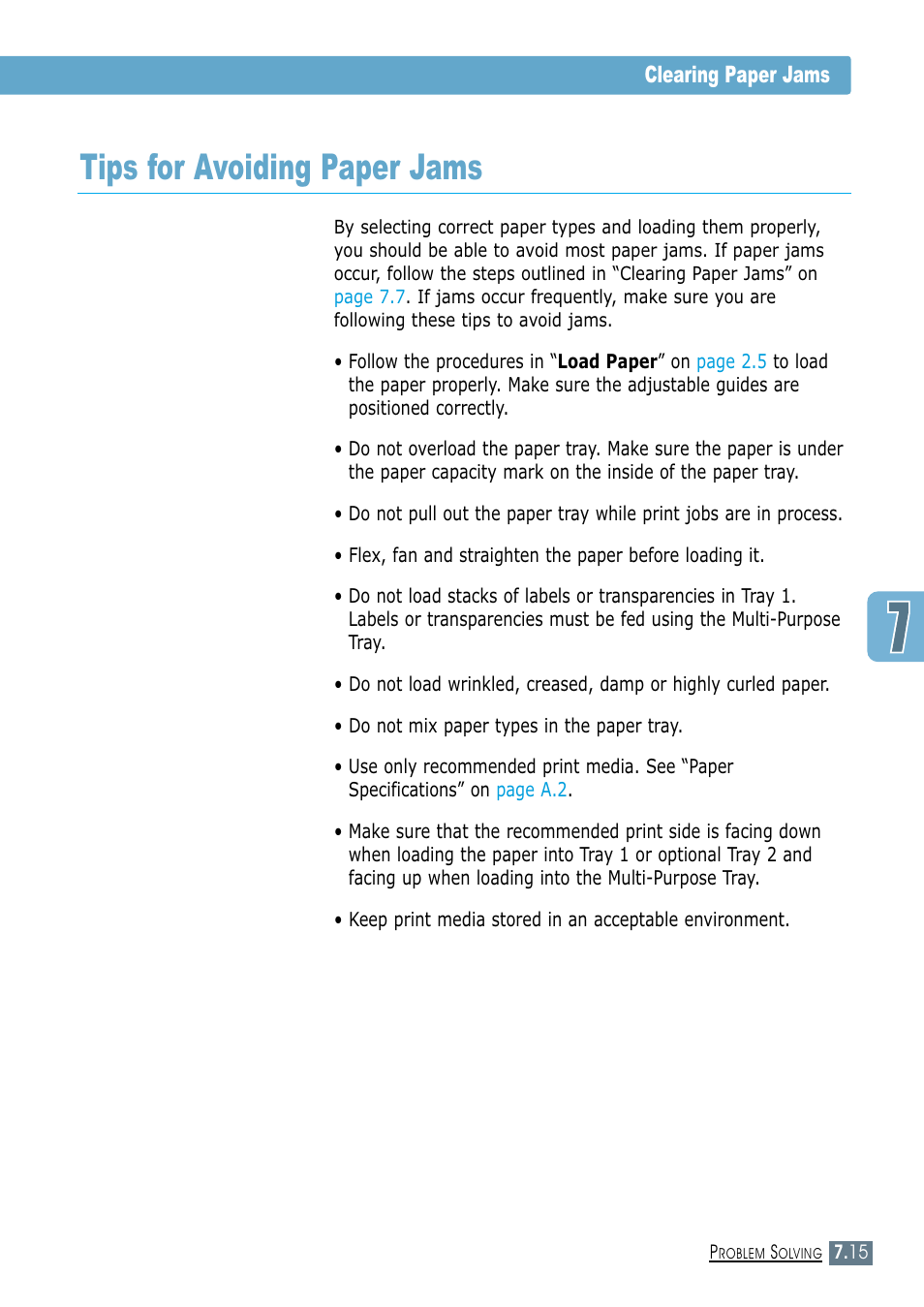 Tips for avoiding paper jams, Clearing paper jams | Samsung ML-1450-XAX User Manual | Page 122 / 206
