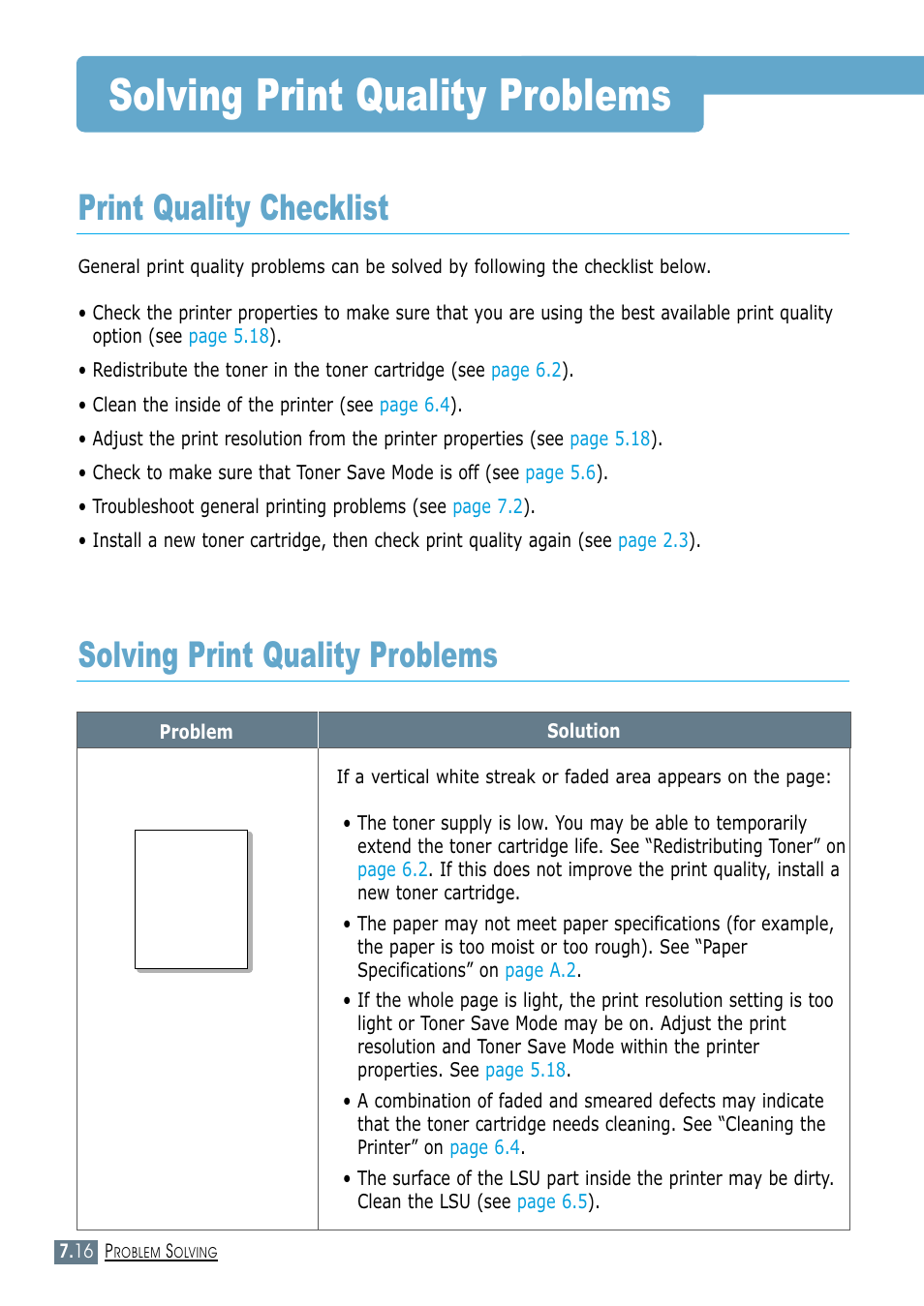 Solving print quality problems, Print quality checklist | Samsung ML-1450-XAX User Manual | Page 123 / 206