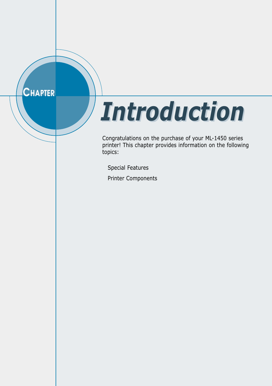 Chapter 1 introduction, Introduction | Samsung ML-1450-XAX User Manual | Page 13 / 206