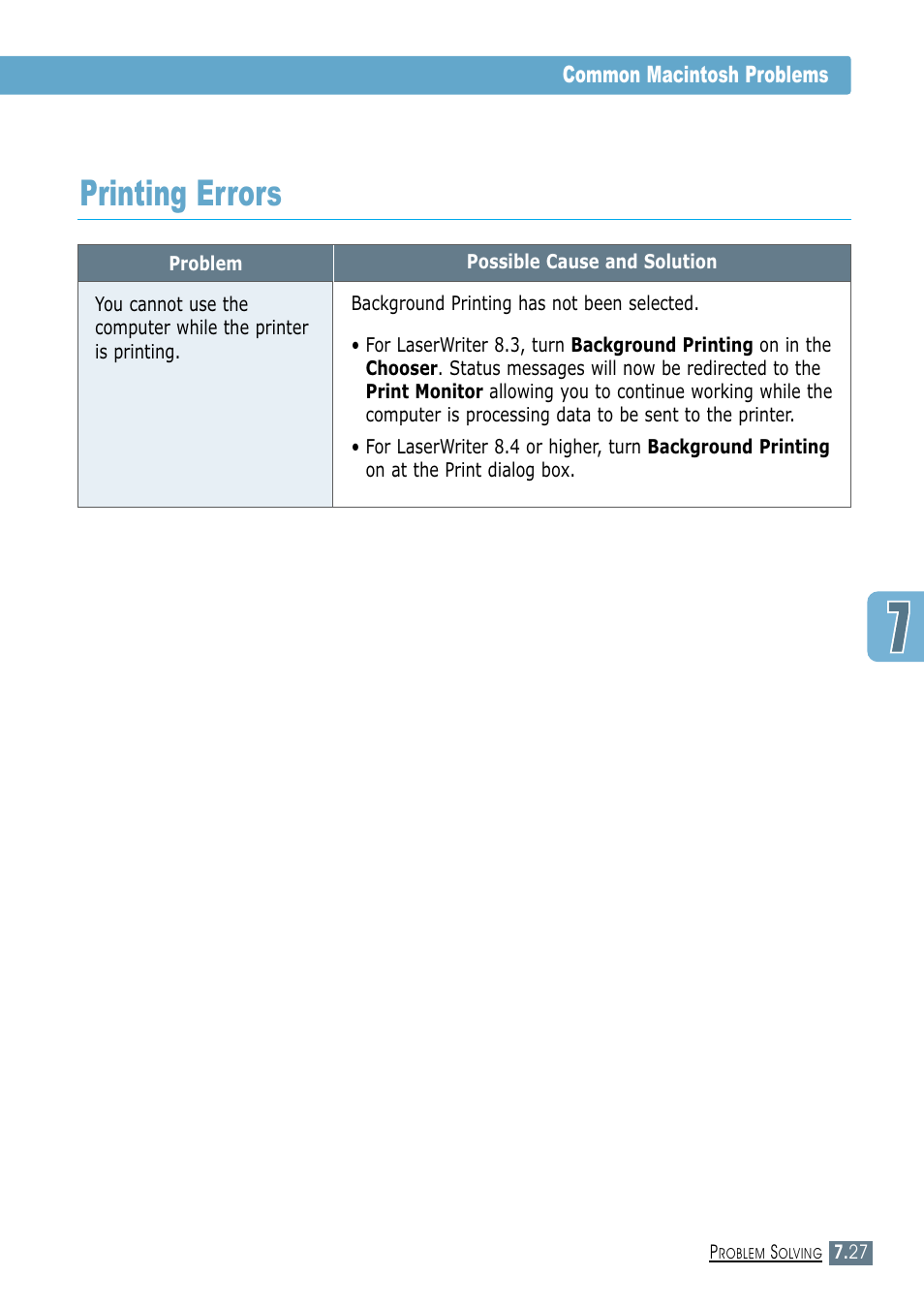 Printing errors | Samsung ML-1450-XAX User Manual | Page 134 / 206