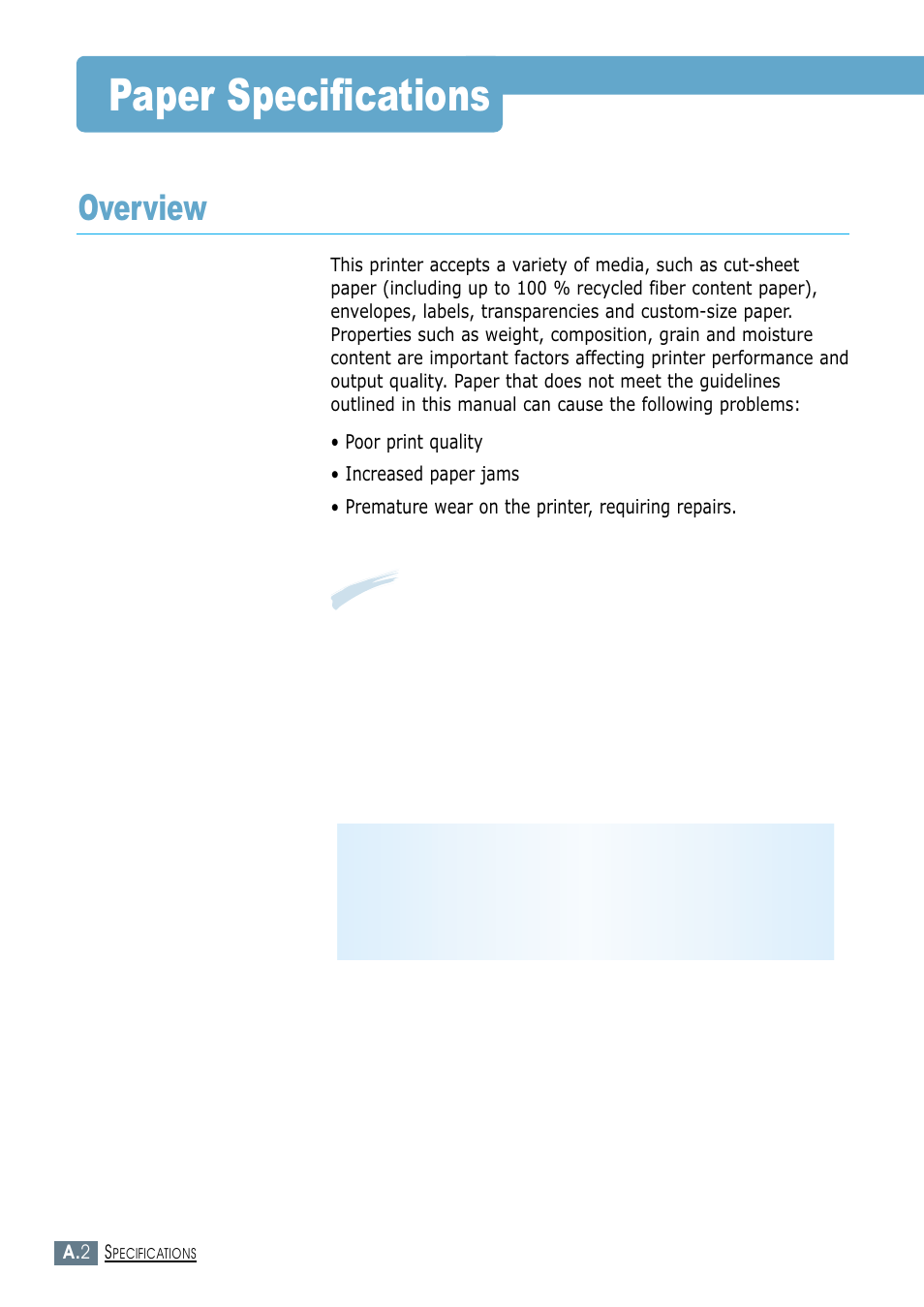 Paper specifications, Overview, Aabbcc | Samsung ML-1450-XAX User Manual | Page 139 / 206