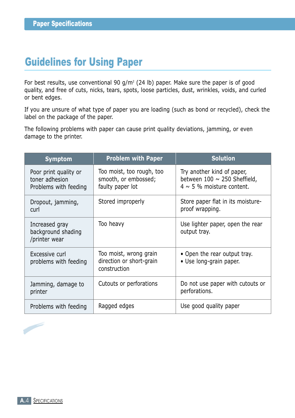 Guidelines for using paper, Paper specifications | Samsung ML-1450-XAX User Manual | Page 141 / 206