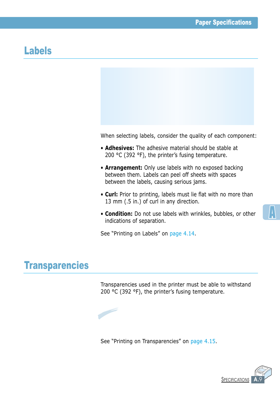 Labels, Transparencies, Labels transparencies | Samsung ML-1450-XAX User Manual | Page 146 / 206