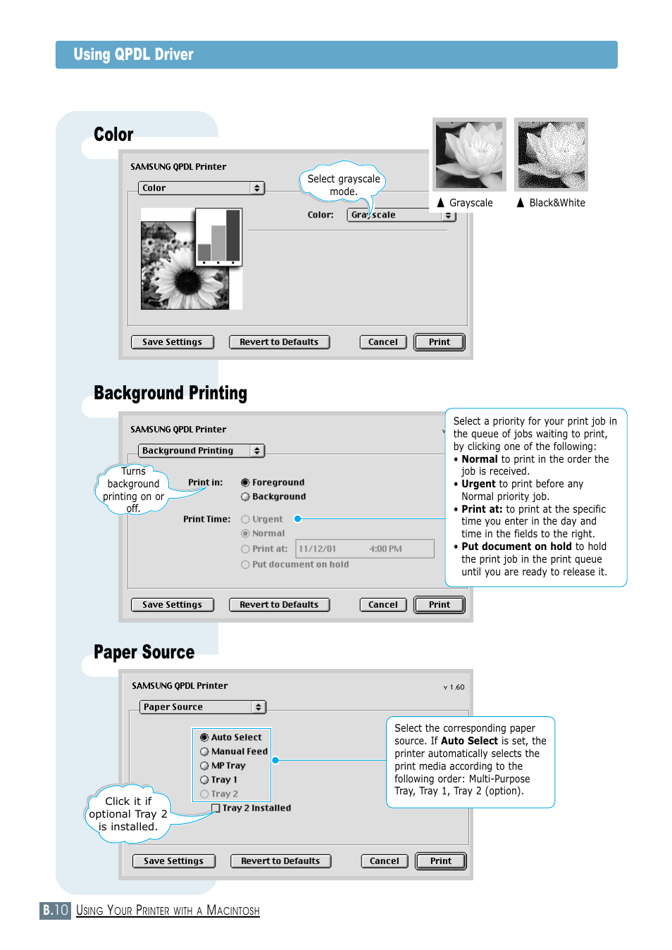 Color background printing paper source, Using qpdl driver | Samsung ML-1450-XAX User Manual | Page 157 / 206
