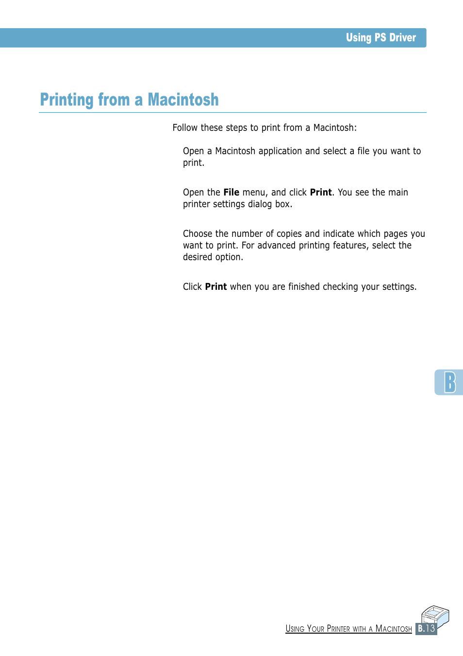 Printing from a macintosh | Samsung ML-1450-XAX User Manual | Page 160 / 206