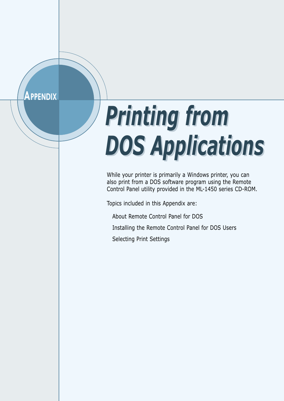 Appendix c printing from dos applications, Printing from dos applications, Appendix c | Samsung ML-1450-XAX User Manual | Page 161 / 206