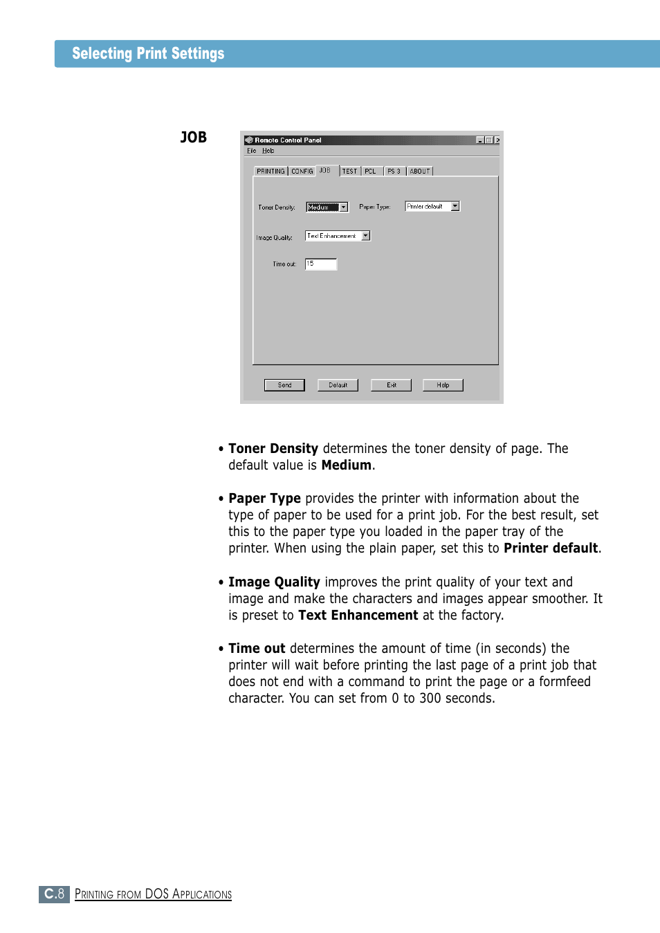 Selecting print settings | Samsung ML-1450-XAX User Manual | Page 169 / 206