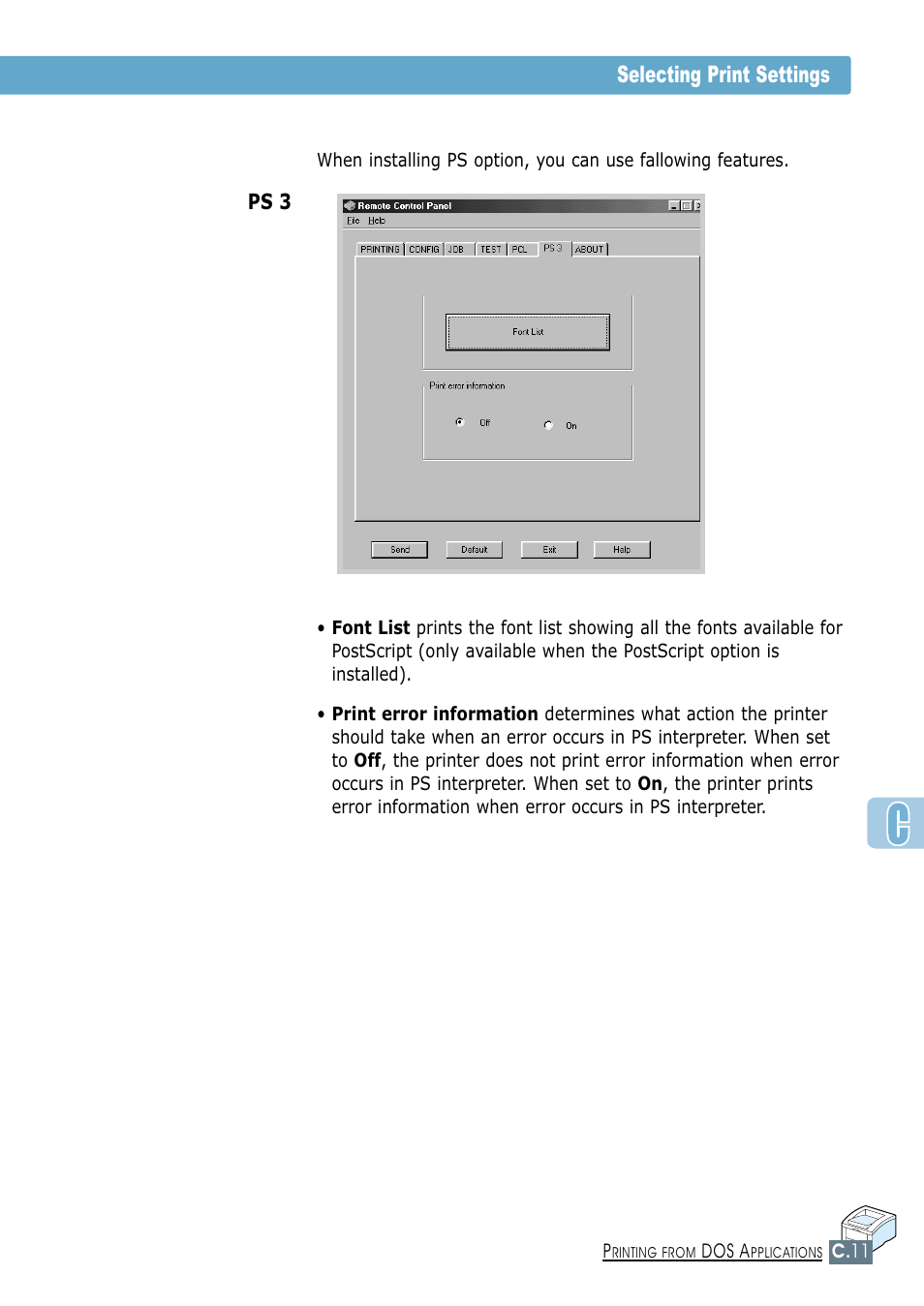 Selecting print settings | Samsung ML-1450-XAX User Manual | Page 172 / 206