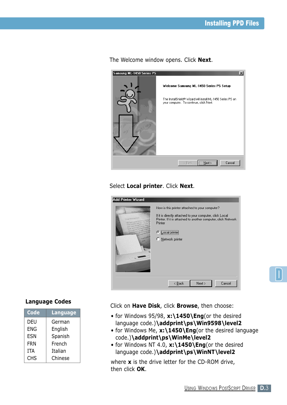 Installing ppd files 6 | Samsung ML-1450-XAX User Manual | Page 176 / 206