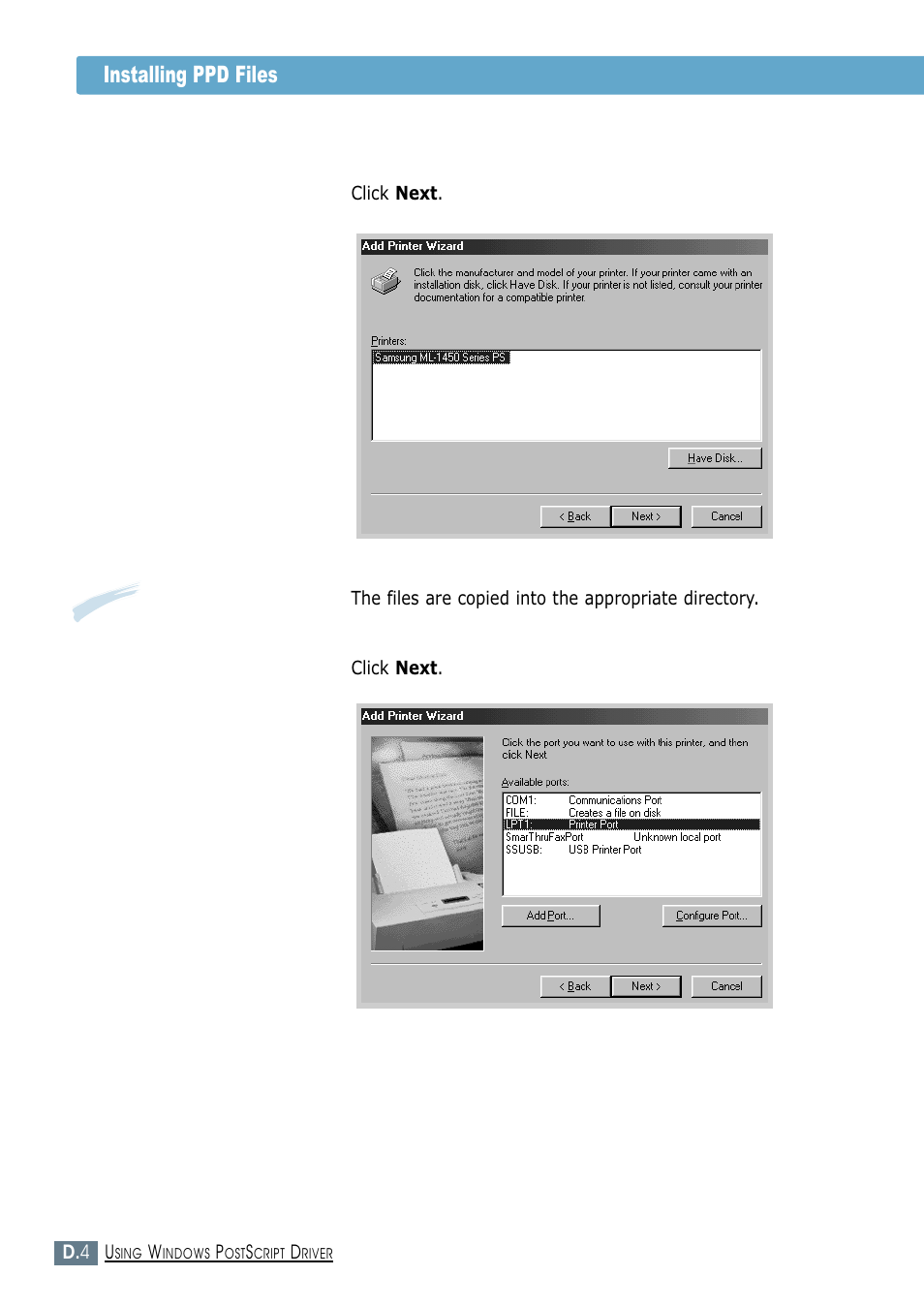 Installing ppd files 8 | Samsung ML-1450-XAX User Manual | Page 177 / 206