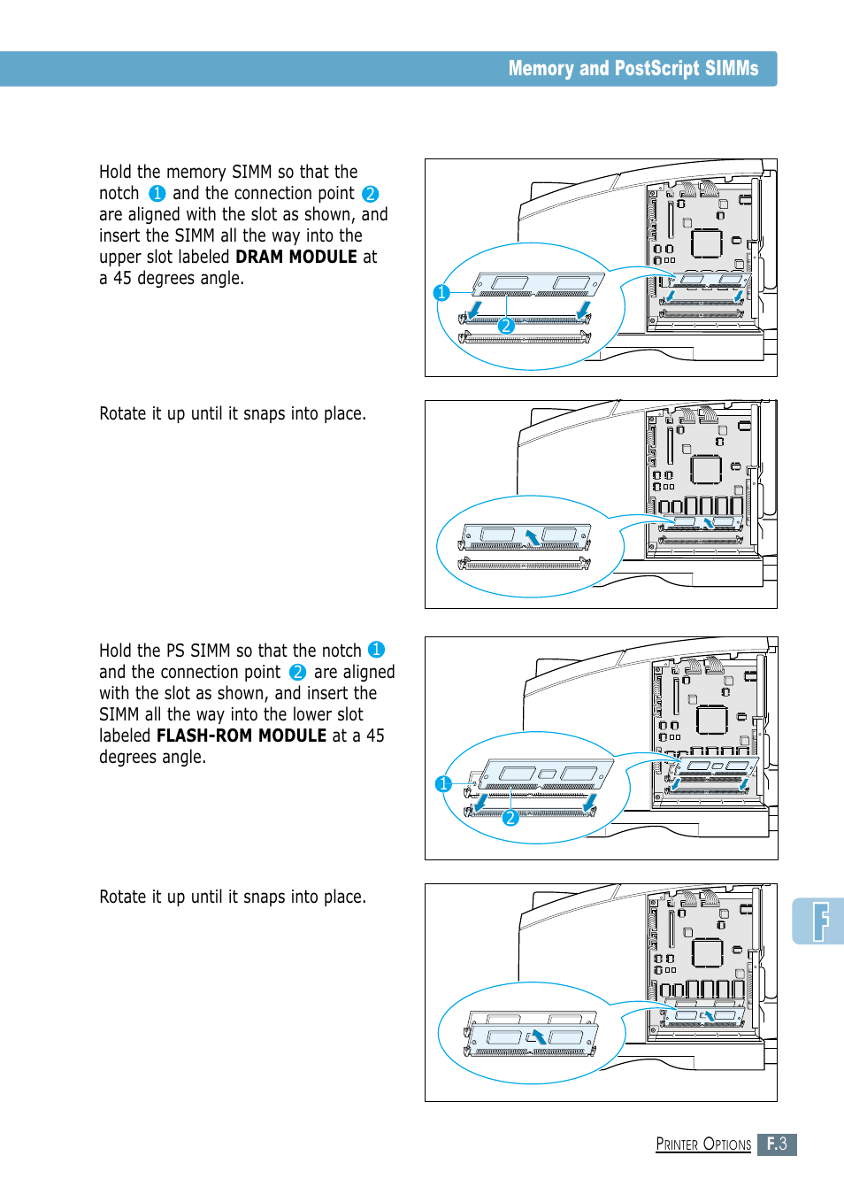 F. 3 p, Rotate it up until it snaps into place | Samsung ML-1450-XAX User Manual | Page 192 / 206