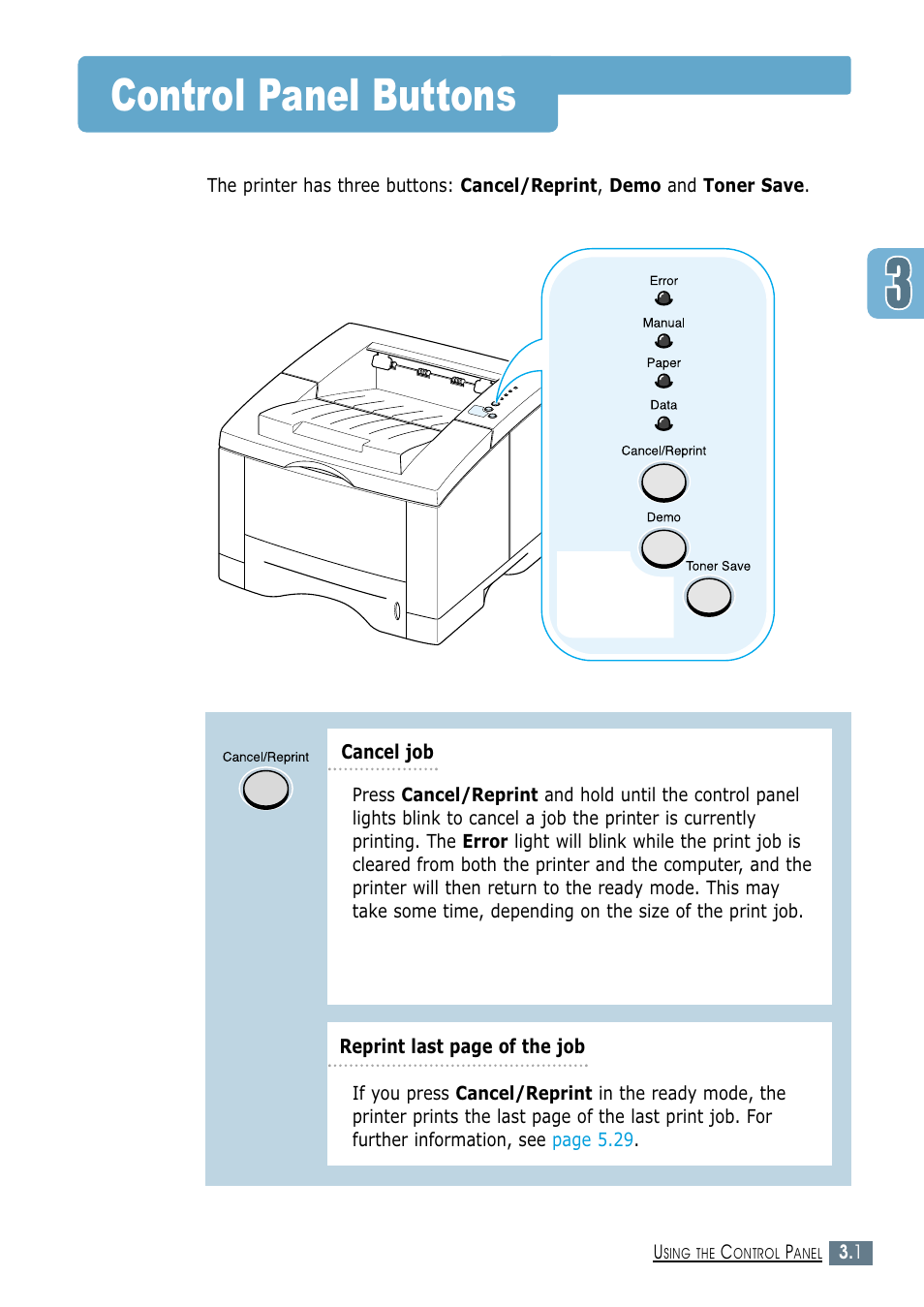 Control panel buttons | Samsung ML-1450-XAX User Manual | Page 48 / 206