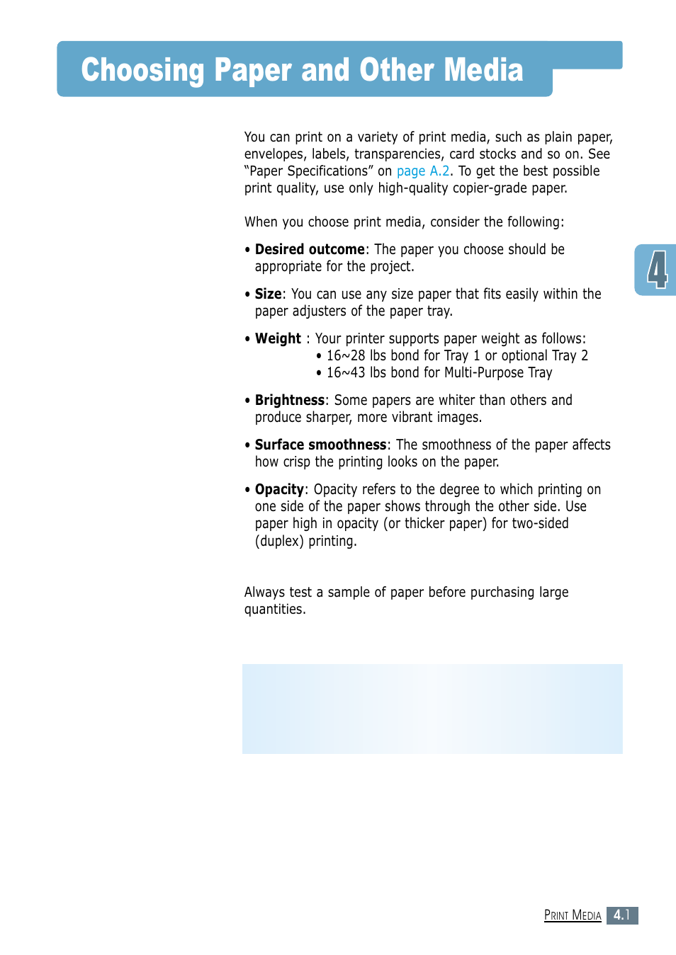 Choosing paper and other media | Samsung ML-1450-XAX User Manual | Page 54 / 206