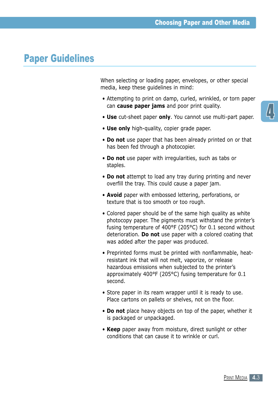 Paper guidelines, Choosing paper and other media | Samsung ML-1450-XAX User Manual | Page 56 / 206