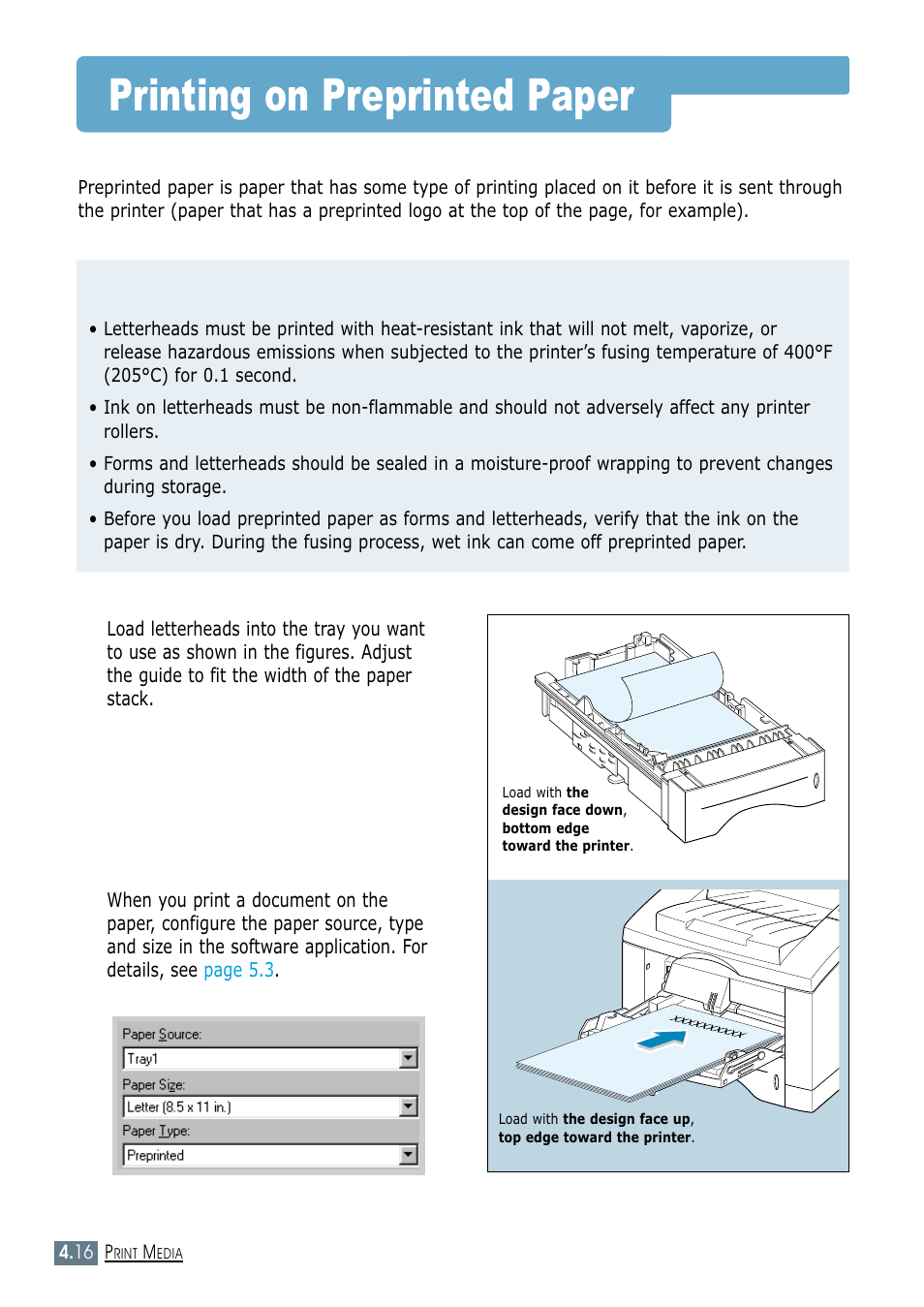 Printing on preprinted paper, Guidelines | Samsung ML-1450-XAX User Manual | Page 69 / 206