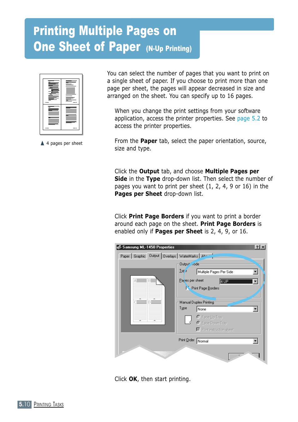 N-up printing), Printing), Rinting multiple pages on one sheet of paper | Samsung ML-1450-XAX User Manual | Page 81 / 206