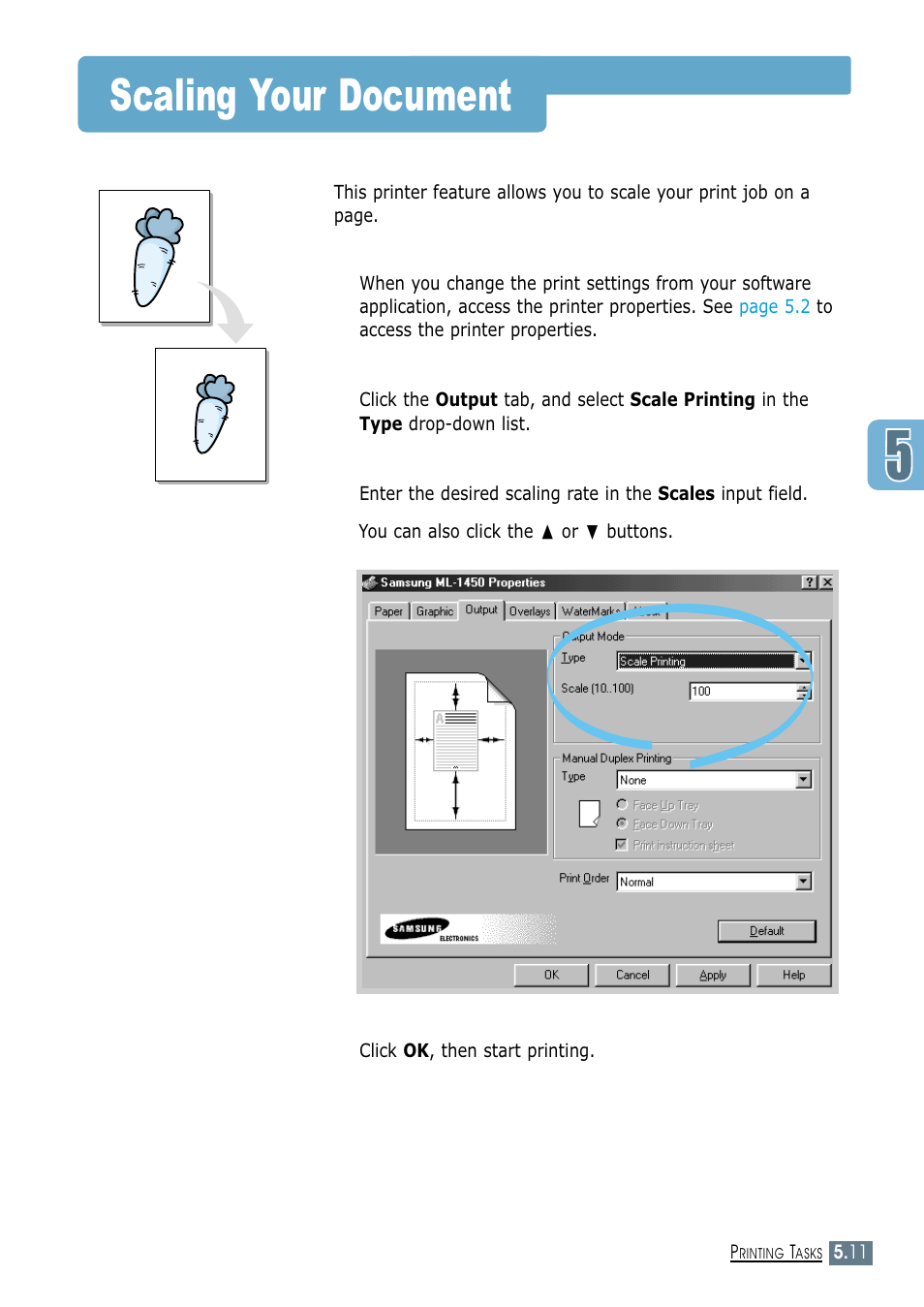 Scaling your document | Samsung ML-1450-XAX User Manual | Page 82 / 206