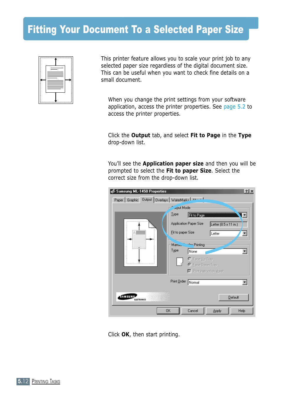 Fitting your document to a selected paper size | Samsung ML-1450-XAX User Manual | Page 83 / 206