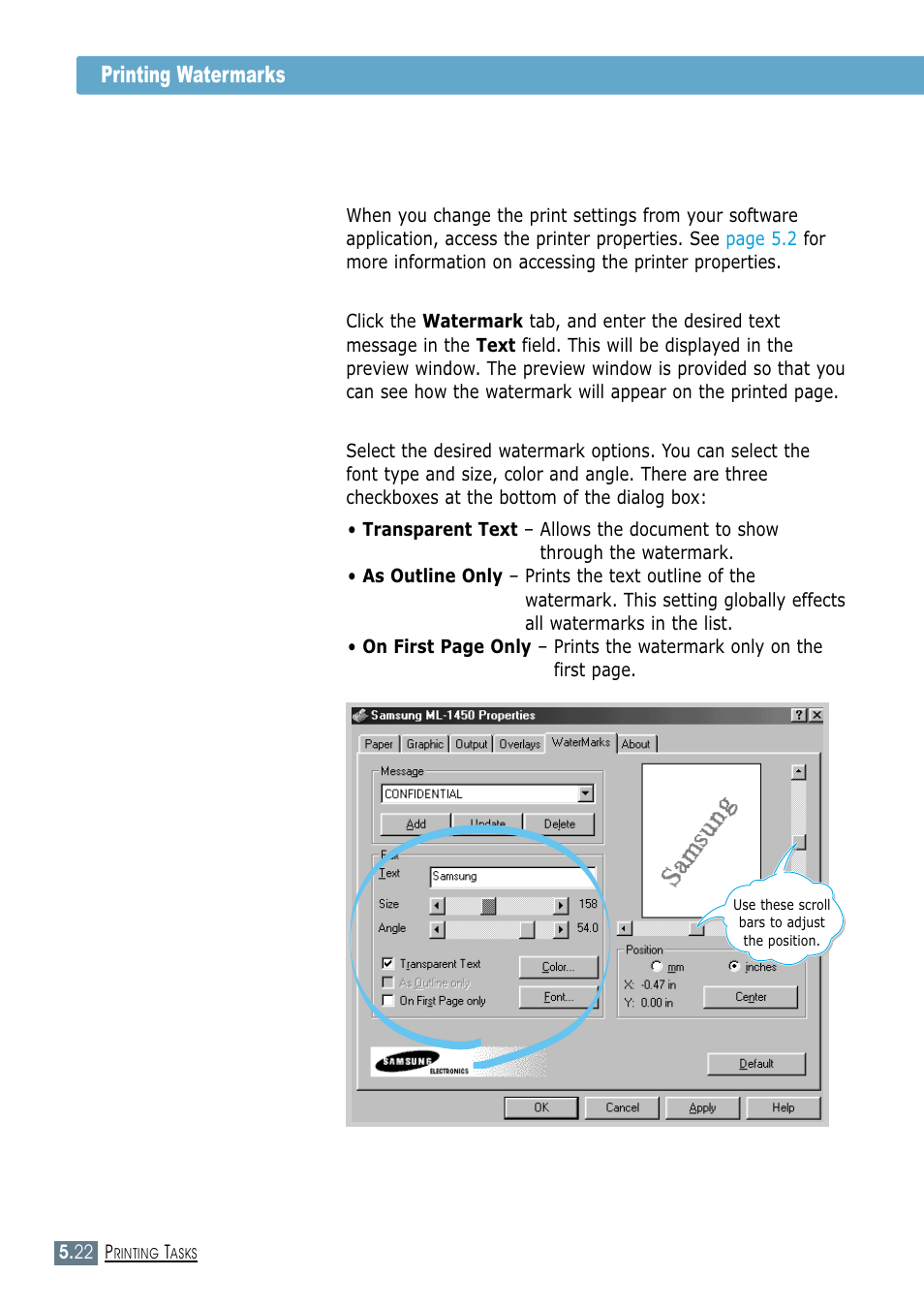 Printing watermarks 1 | Samsung ML-1450-XAX User Manual | Page 93 / 206