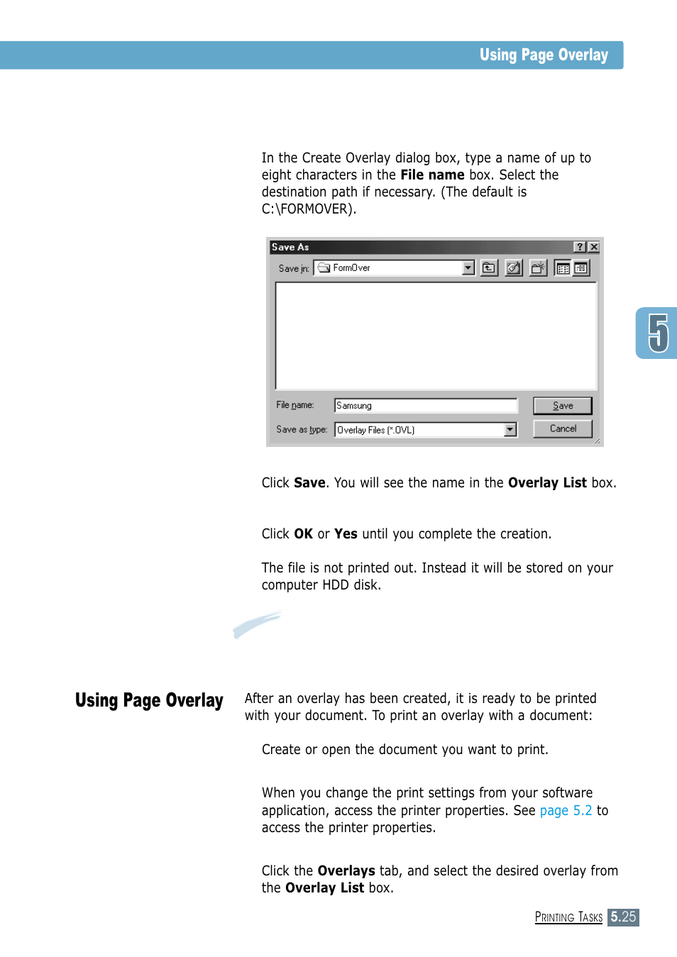 Using page overlay | Samsung ML-1450-XAX User Manual | Page 96 / 206