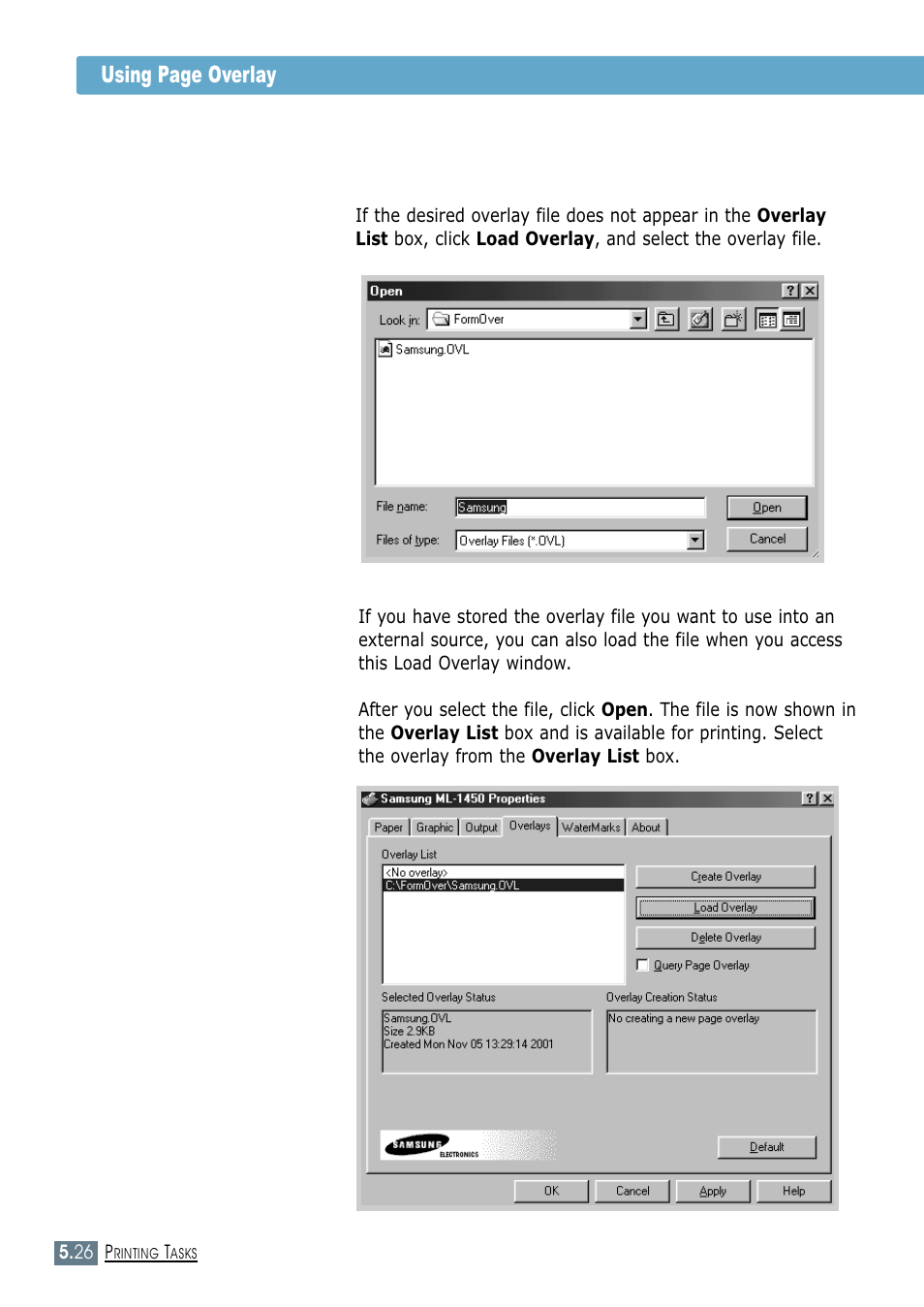 Using page overlay | Samsung ML-1450-XAX User Manual | Page 97 / 206