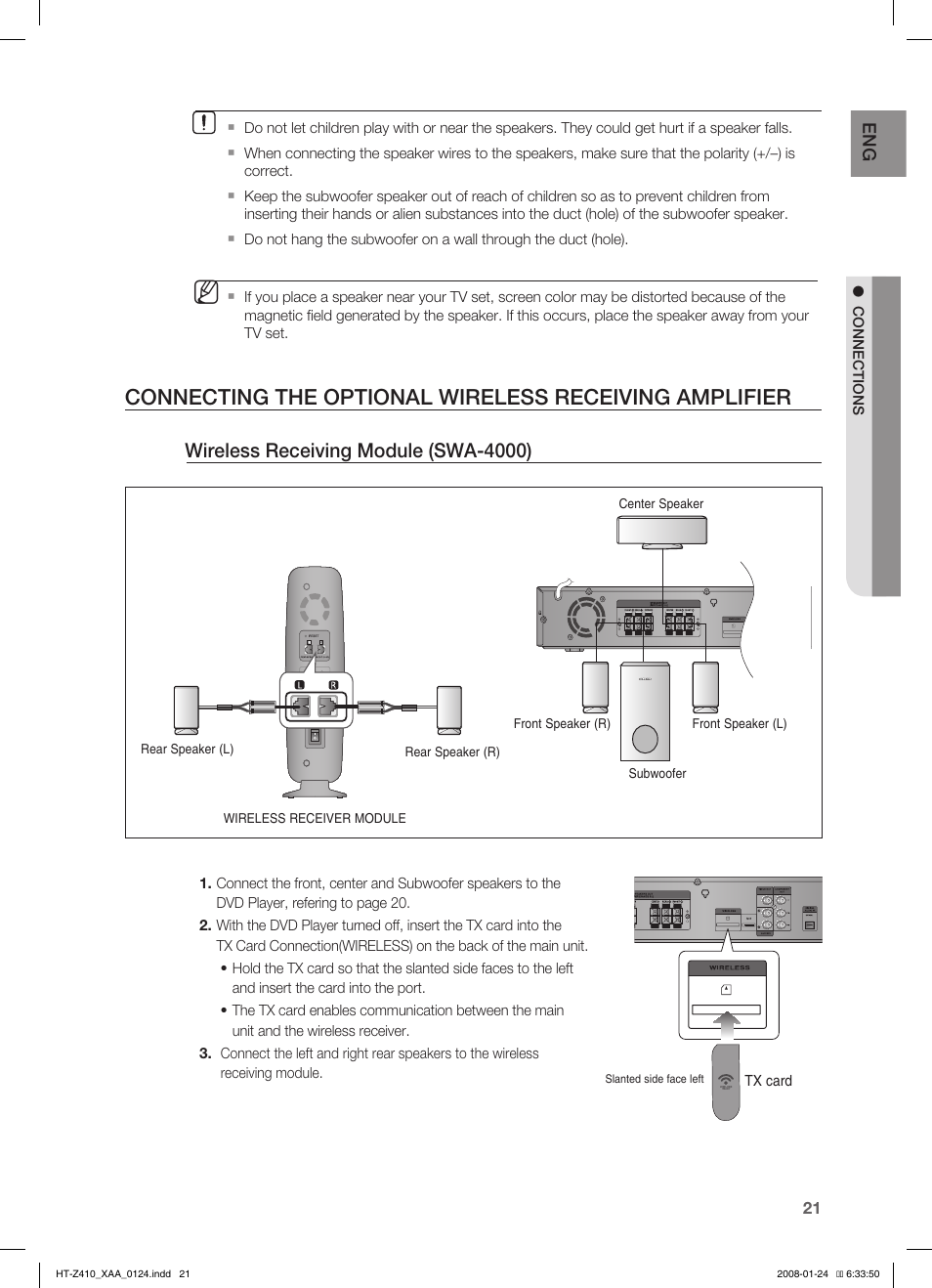 Wireless receiving module (swa-4000) | Samsung HT-Z410T-XAA User Manual | Page 22 / 71
