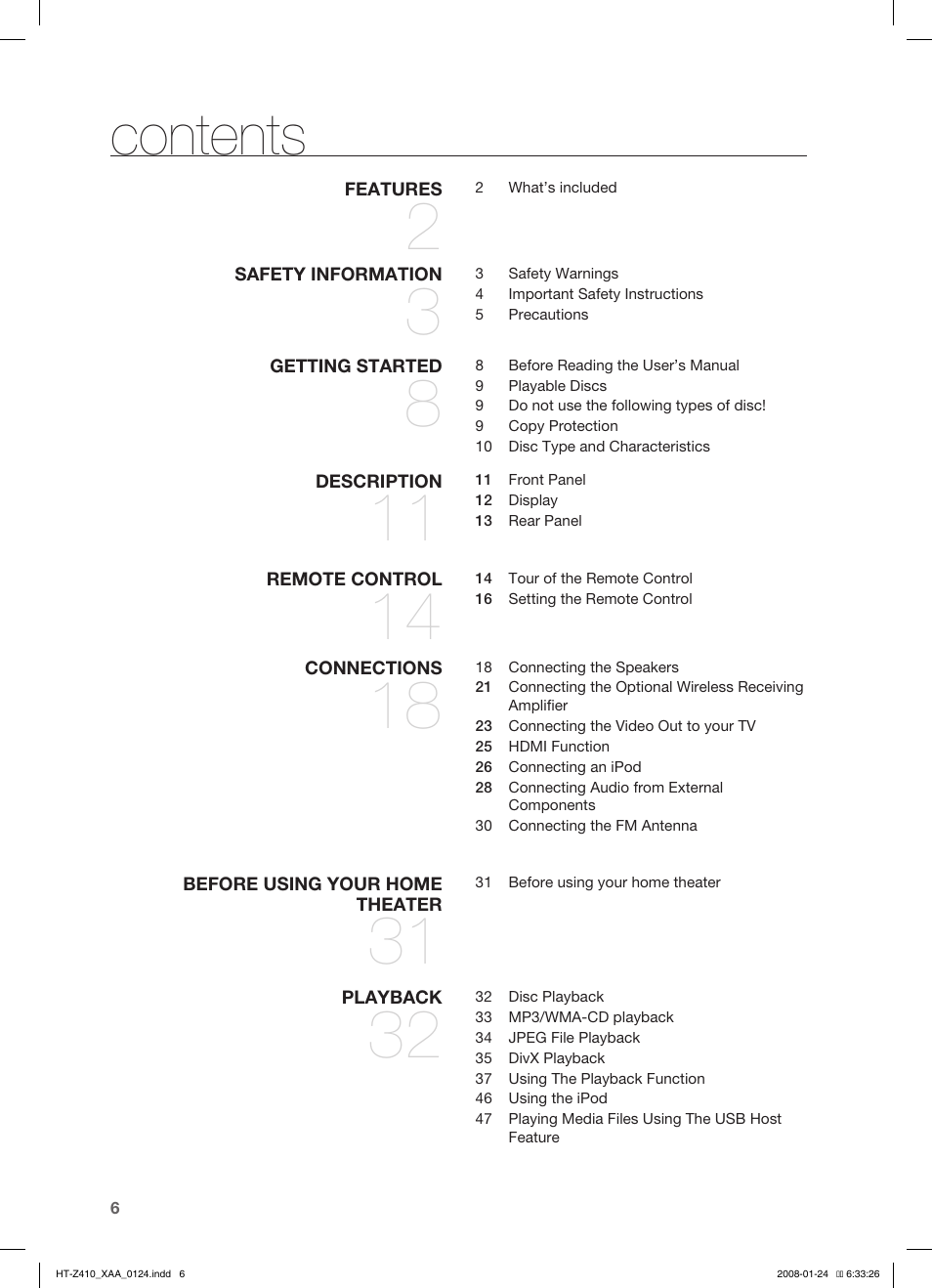 Samsung HT-Z410T-XAA User Manual | Page 7 / 71