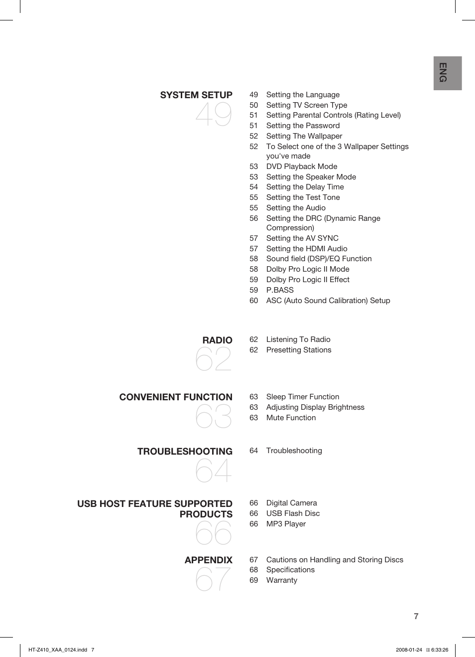 Samsung HT-Z410T-XAA User Manual | Page 8 / 71