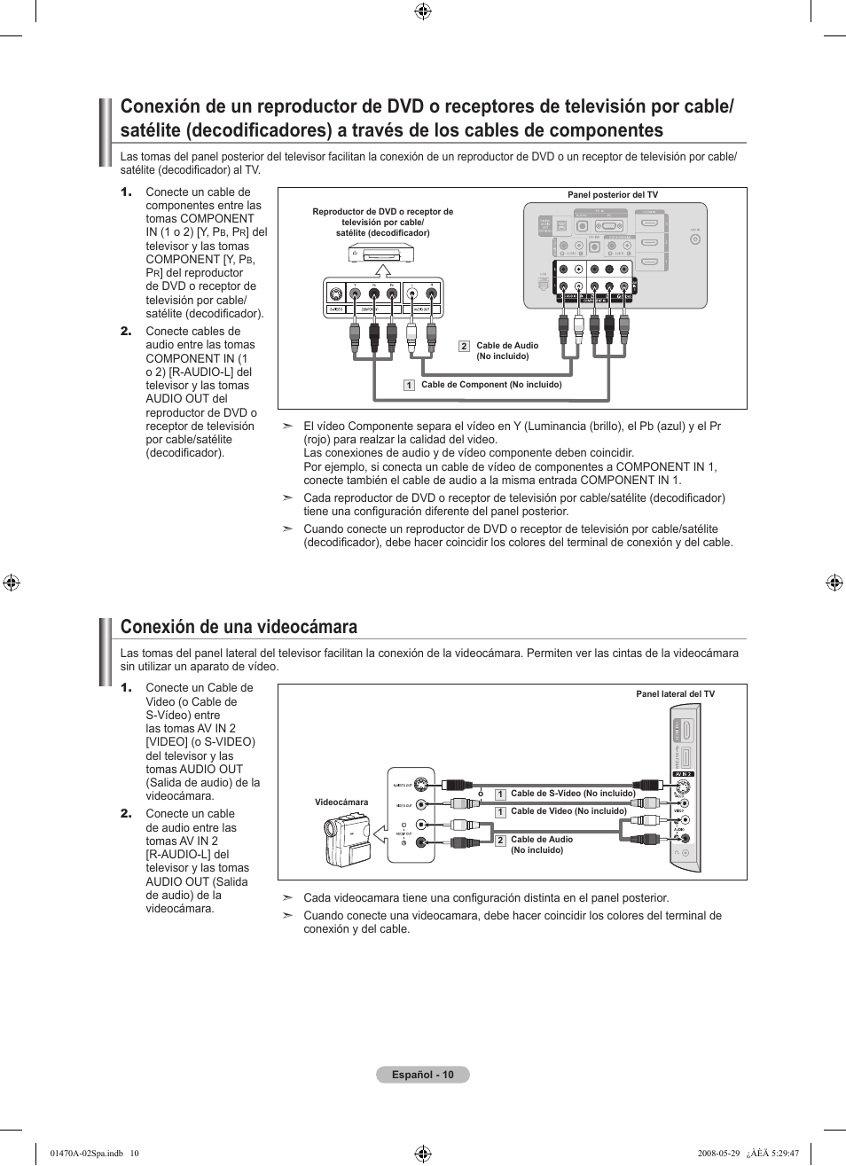 Conexión de una videocámara | Samsung LN46A750R1FXZA User Manual | Page 152 / 273