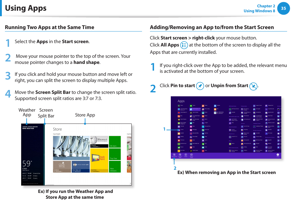 Using apps | Samsung DP515A2G-K02US User Manual | Page 36 / 143