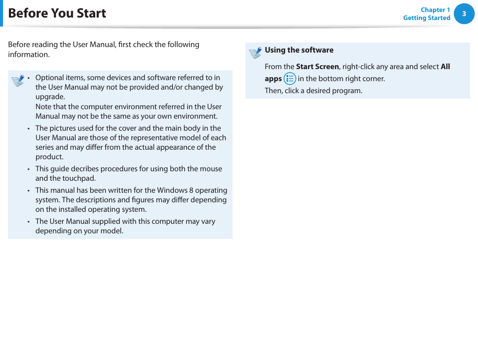 Before you start | Samsung DP515A2G-K02US User Manual | Page 4 / 143