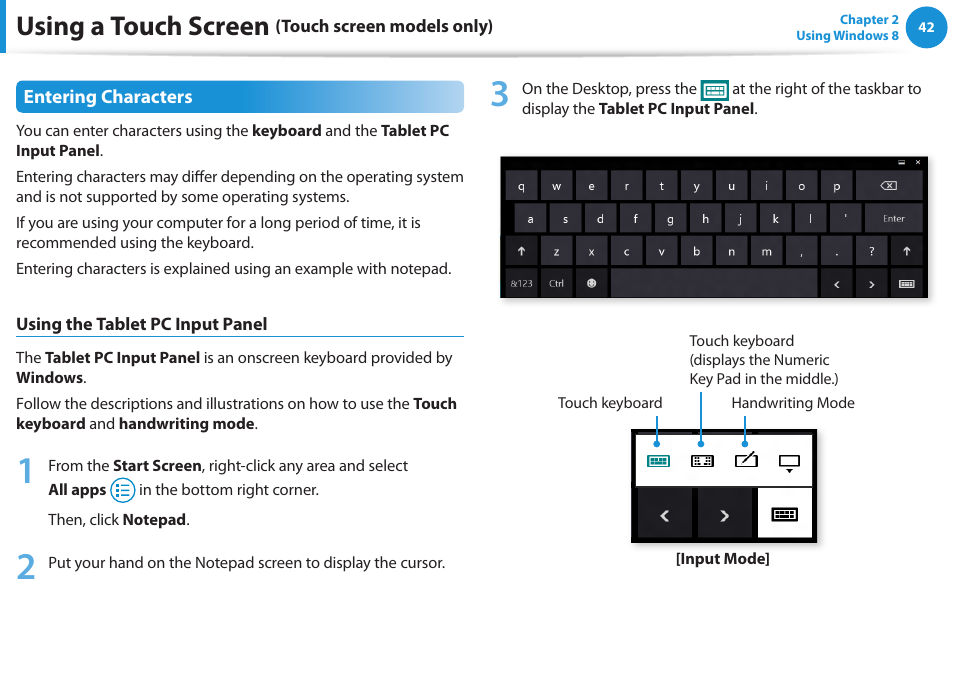 Using a touch screen | Samsung DP515A2G-K02US User Manual | Page 43 / 143
