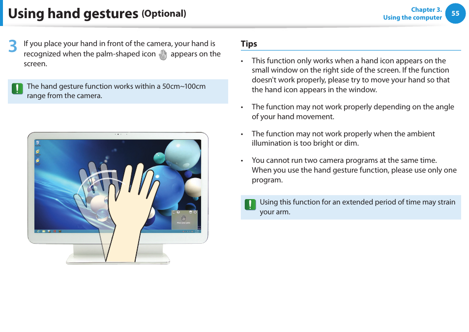 Using hand gestures | Samsung DP515A2G-K02US User Manual | Page 56 / 143