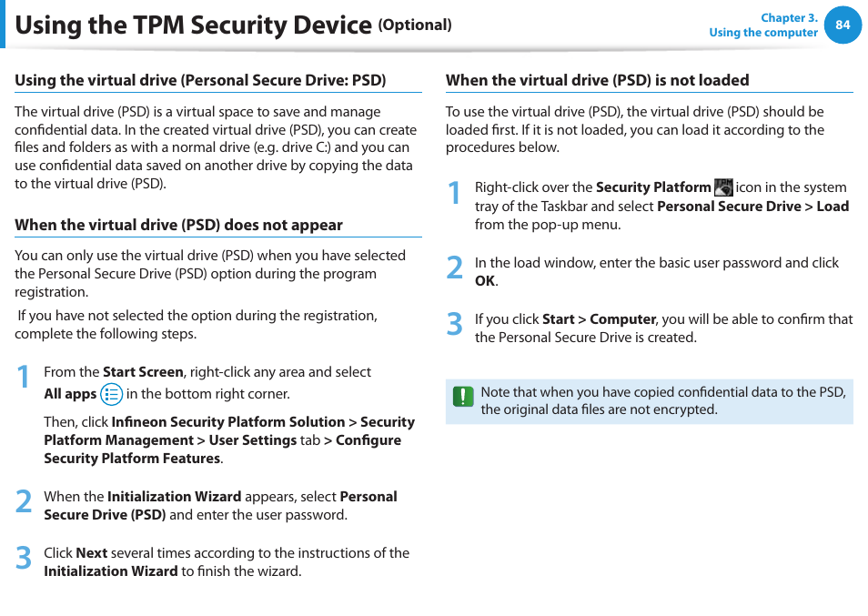 Using the tpm security device | Samsung DP515A2G-K02US User Manual | Page 85 / 143