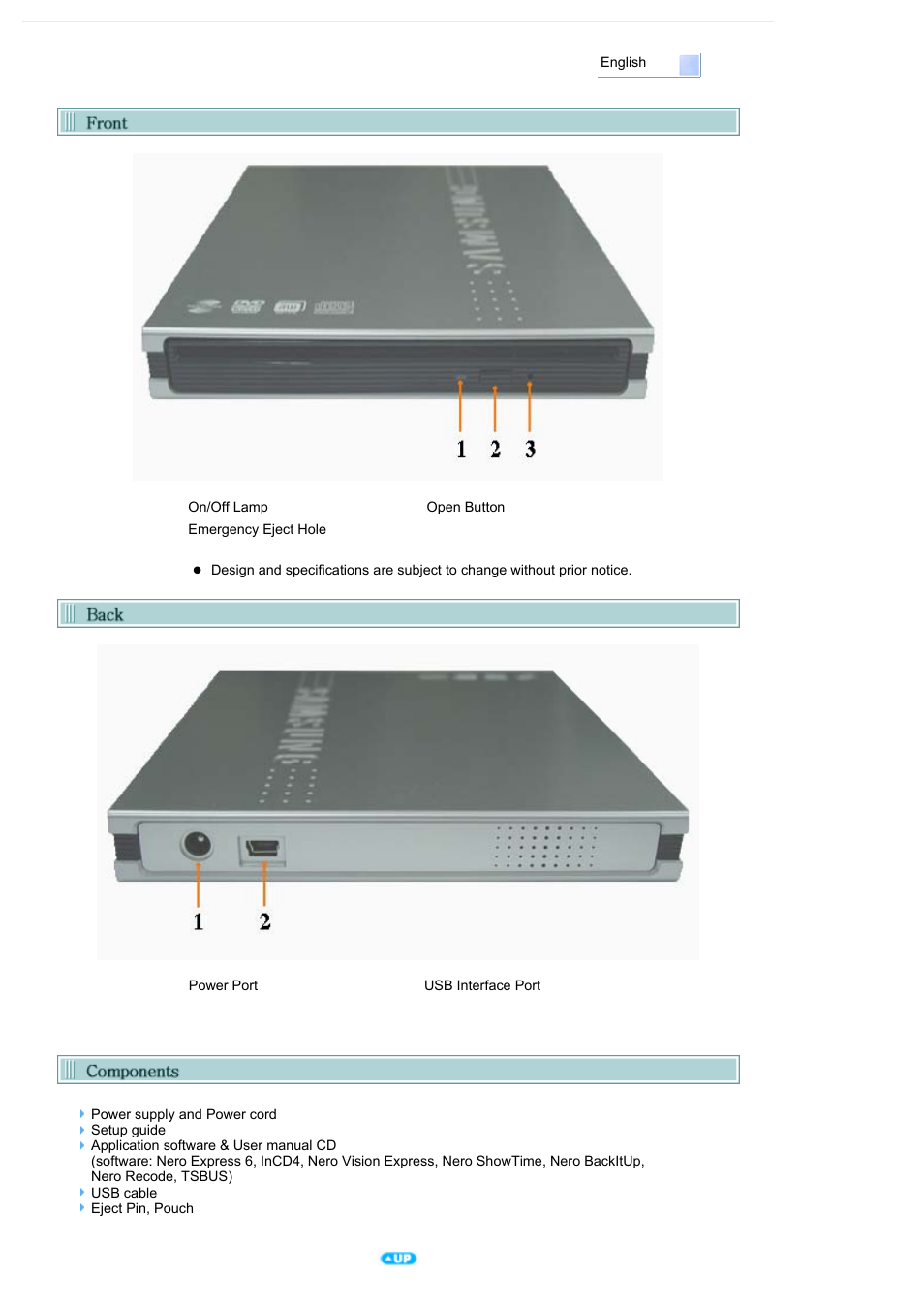 Features, Exterior | Samsung SE-T084M-RSWD User Manual | Page 8 / 28