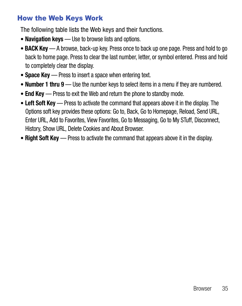 How the web keys work | Samsung SGH-T155YKGTRF User Manual | Page 39 / 56