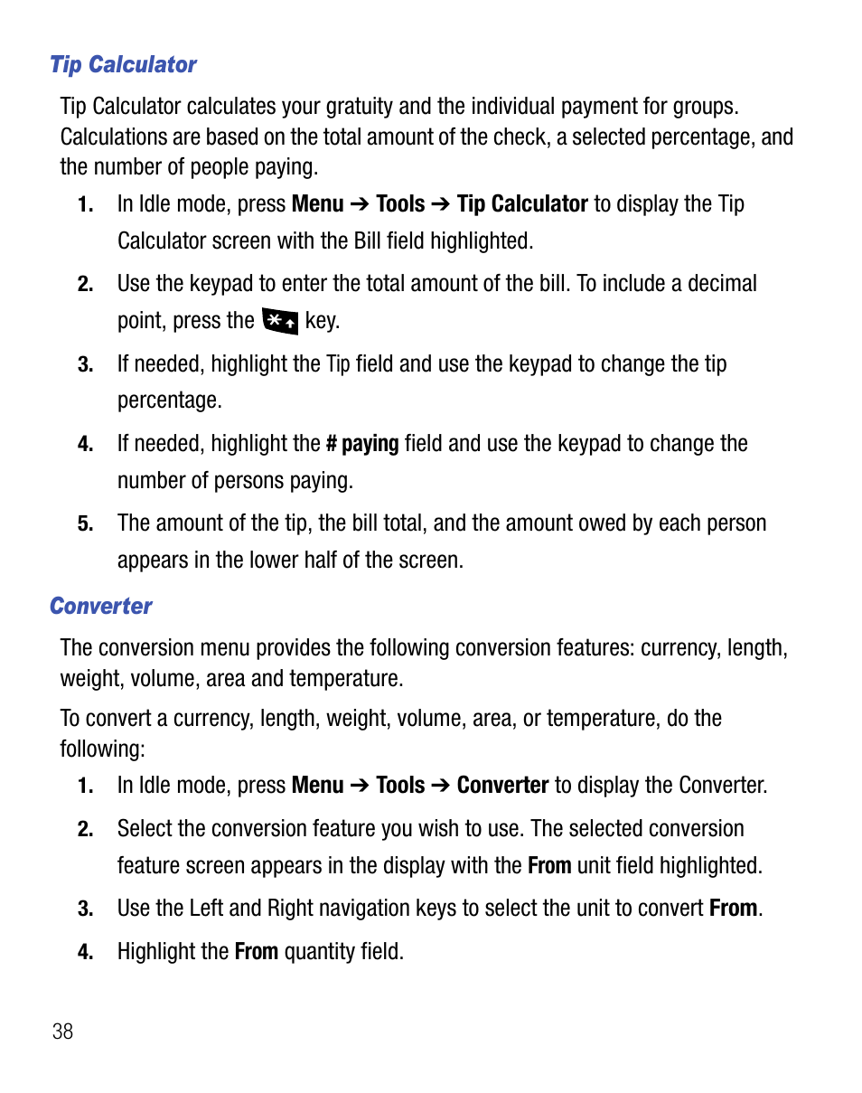 Samsung SGH-T155YKGTRF User Manual | Page 42 / 56