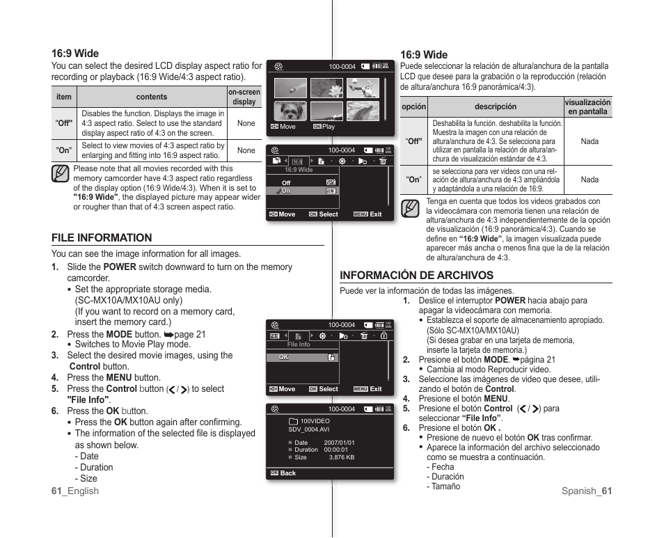 Información de archivos, File information, 9 wide | Samsung SC-MX10A-XAP User Manual | Page 67 / 101