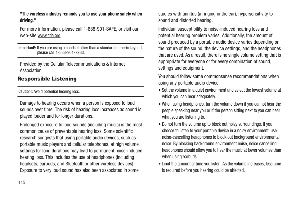 Responsible listening | Samsung SEC-R350WRAMTR User Manual | Page 118 / 141