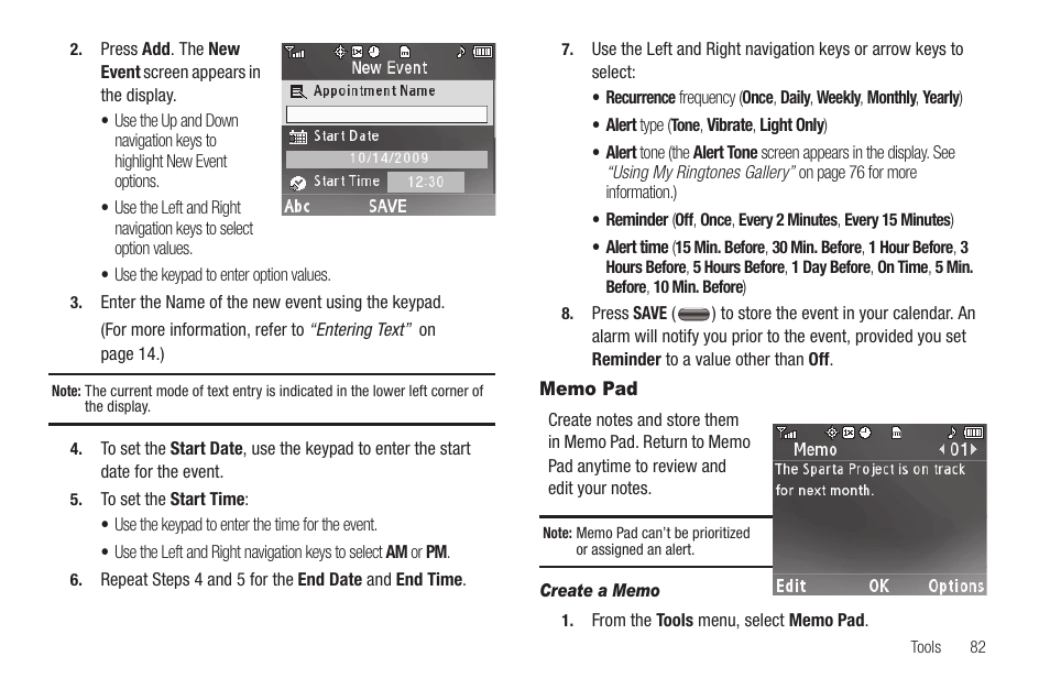 Memo pad, Create a memo | Samsung SEC-R350WRAMTR User Manual | Page 85 / 141