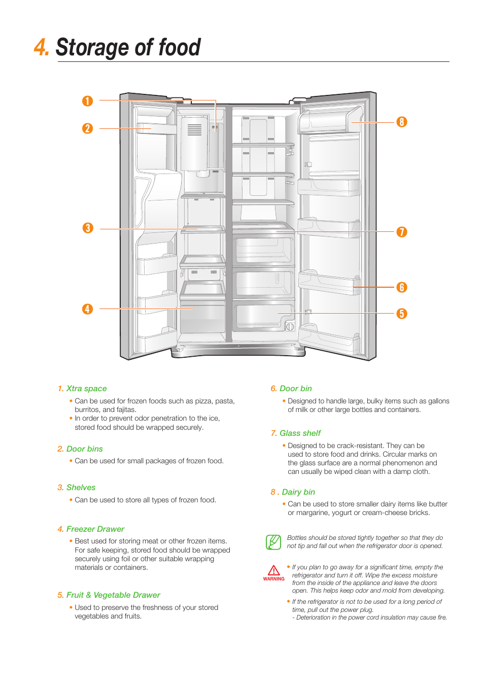 Storage of food | Samsung RS263TDBP-XAA User Manual | Page 10 / 11