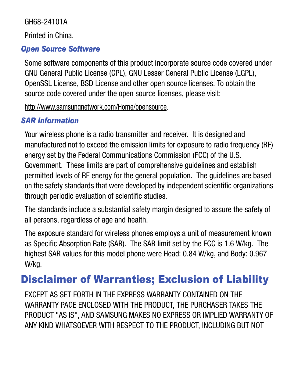 Disclaimer of warranties; exclusion of liability | Samsung SEC-R451ZKGSTT User Manual | Page 3 / 66