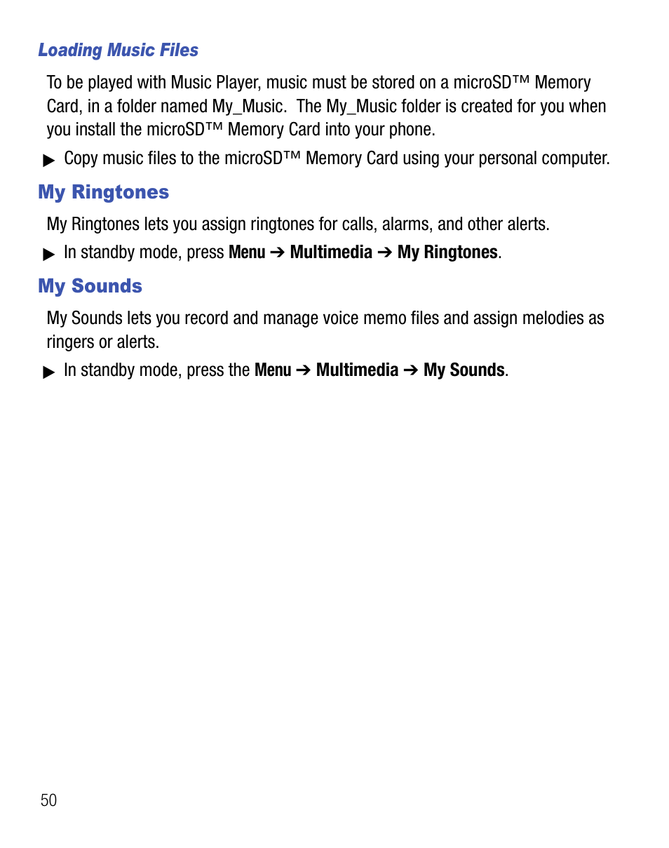 My ringtones, My sounds, My ringtones my sounds | Samsung SEC-R451ZKGSTT User Manual | Page 54 / 66