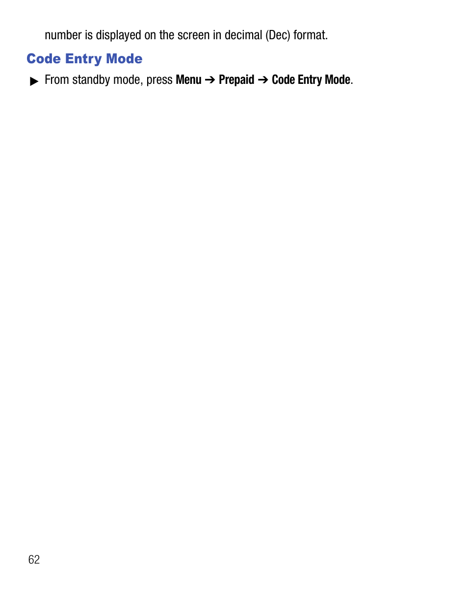 Code entry mode | Samsung SEC-R451ZKGSTT User Manual | Page 66 / 66