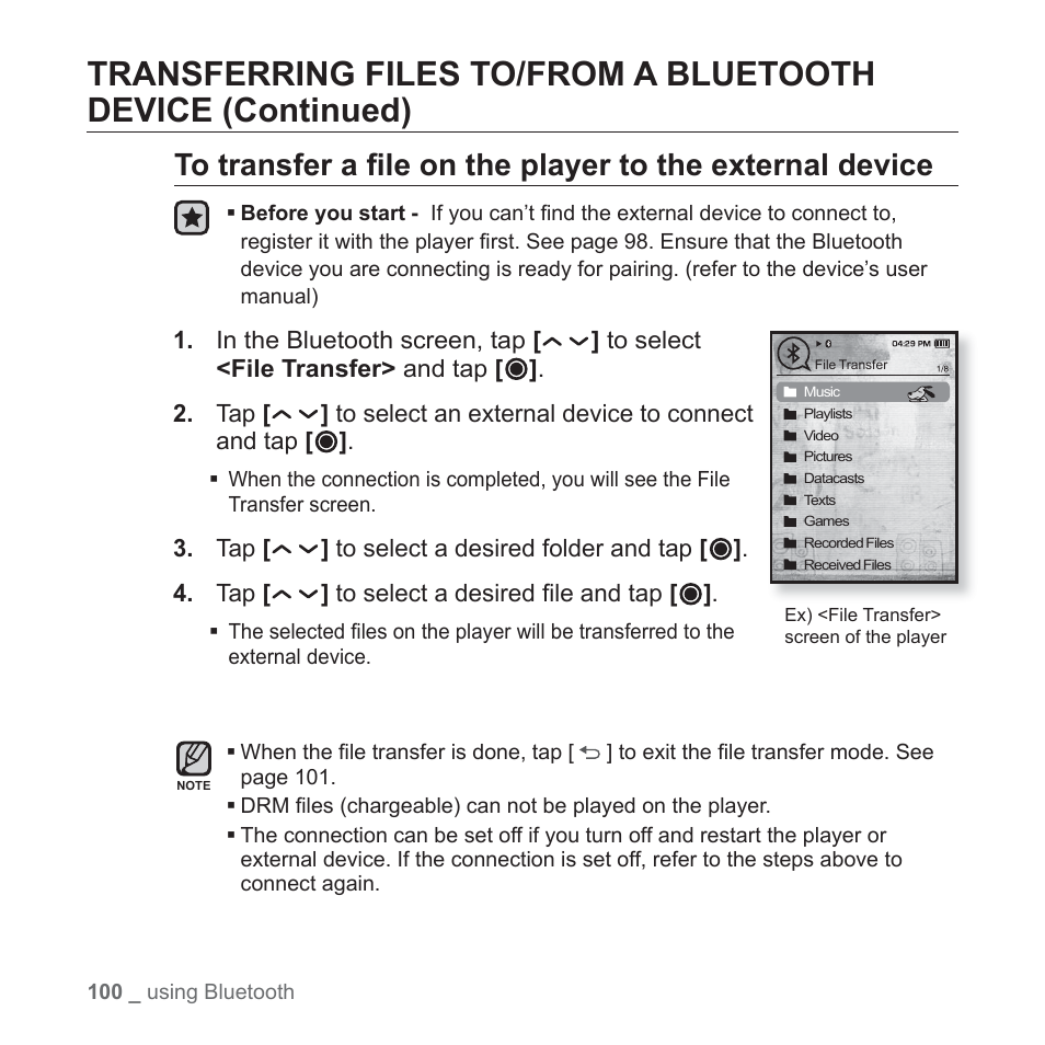 Samsung YP-T10JAGY-XAA User Manual | Page 100 / 121